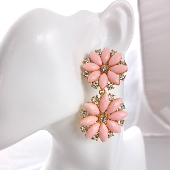Fabulous Pale Pink and Clear CZ Dangle Earrings - Picture 3 of 4